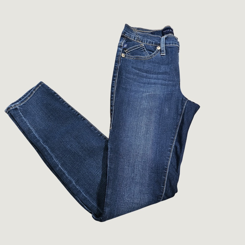 Rock & Republic Berlin Skinny Jeans Women 4 Med Dark Wash Blue